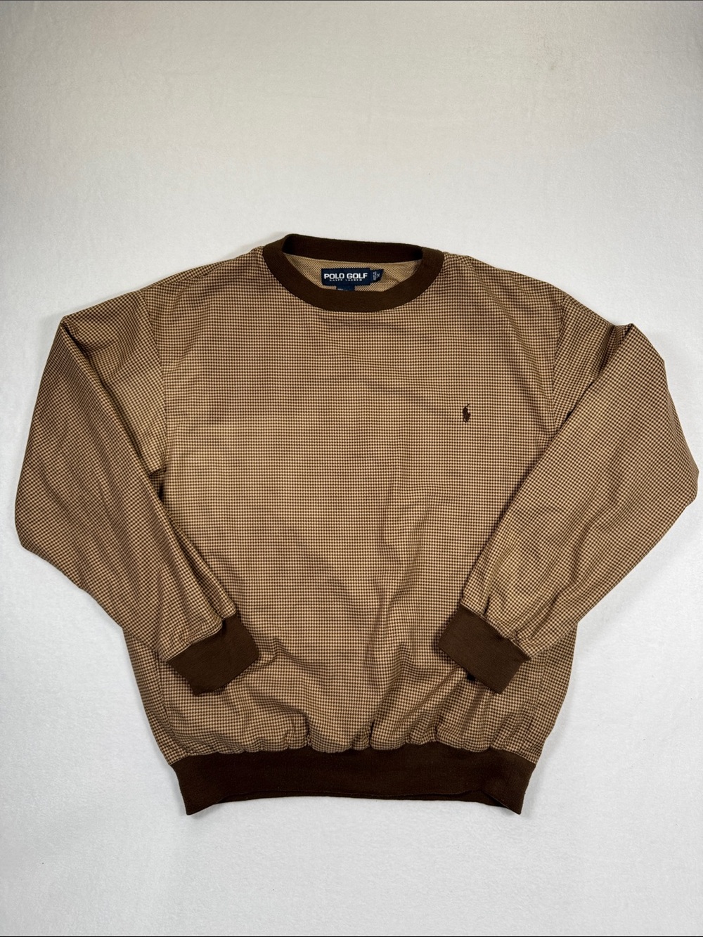 Polo Golf by Ralph Lauren Brown Houndstooth Crewneck Pullover